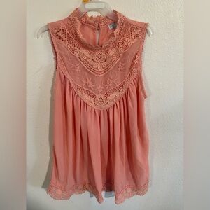 Darling Pink Pleated Embellished Blouse with Bib Collar